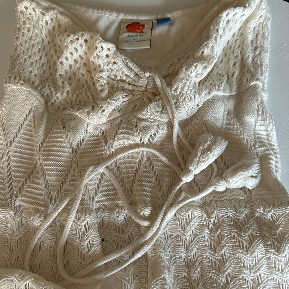 Farm Rio x Anthropologie Boho Cream Crochet Knit Maxi Dress - Picture 6 of 9